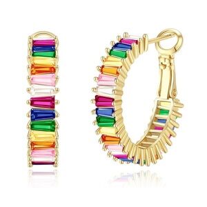 New! Mallorca Gold Multicolor Hoop Earrings (3040) NWOT